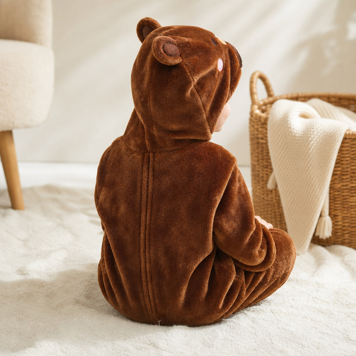 Back view of the brown bear costume hood