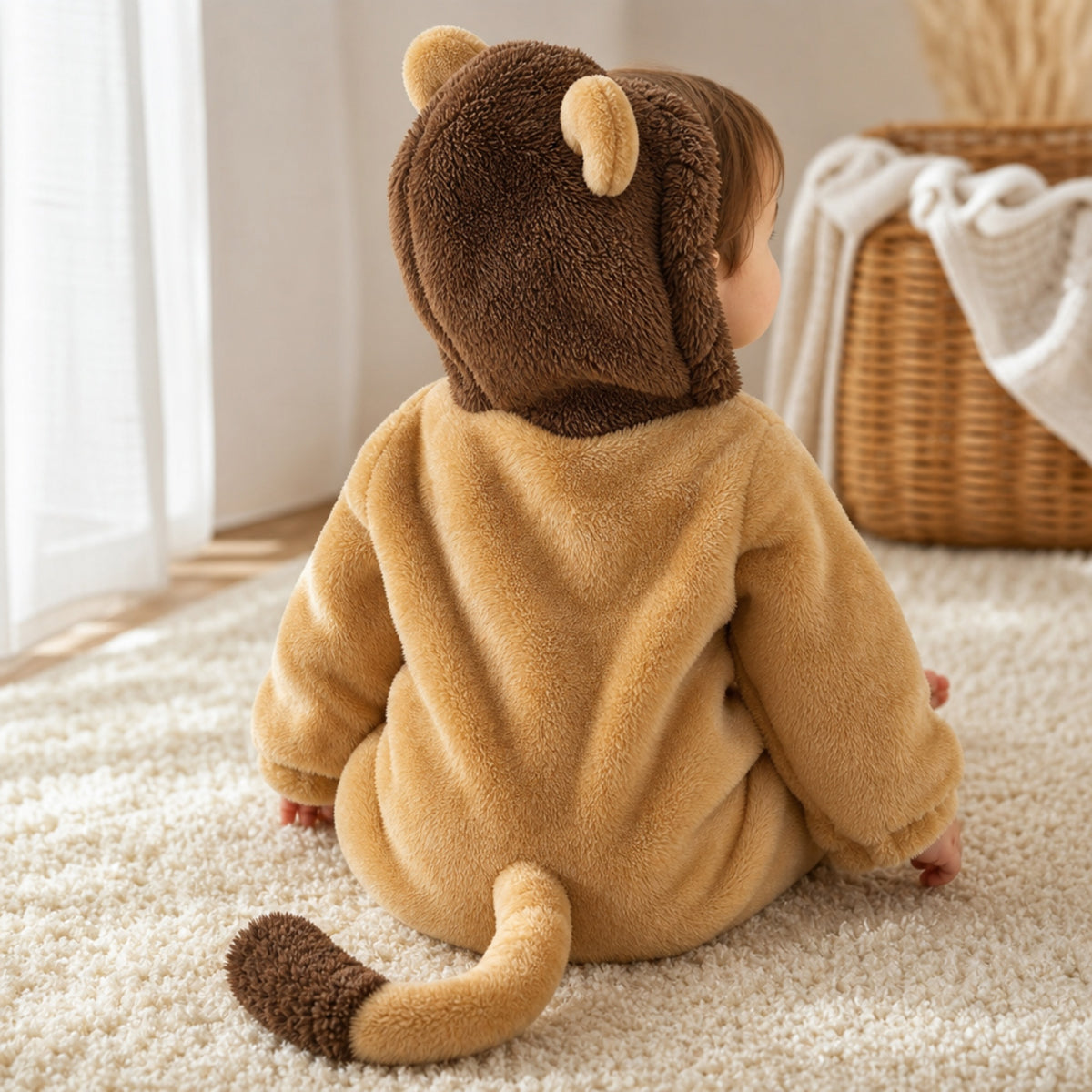 Back view of the lion costume with tufted tail